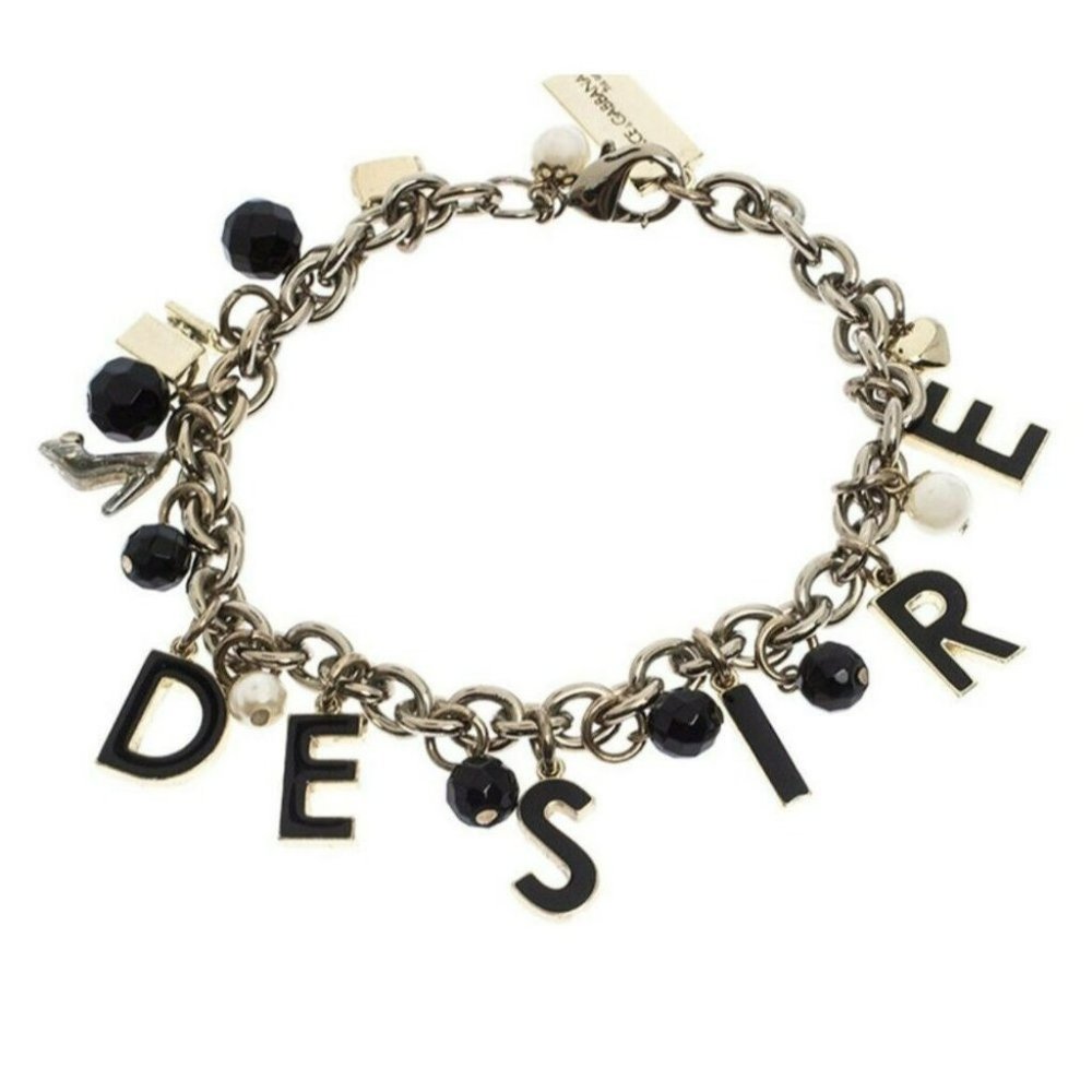 Dolce Gabbana Desire The One Gold Tone 10" Collectible Charm Bracelet